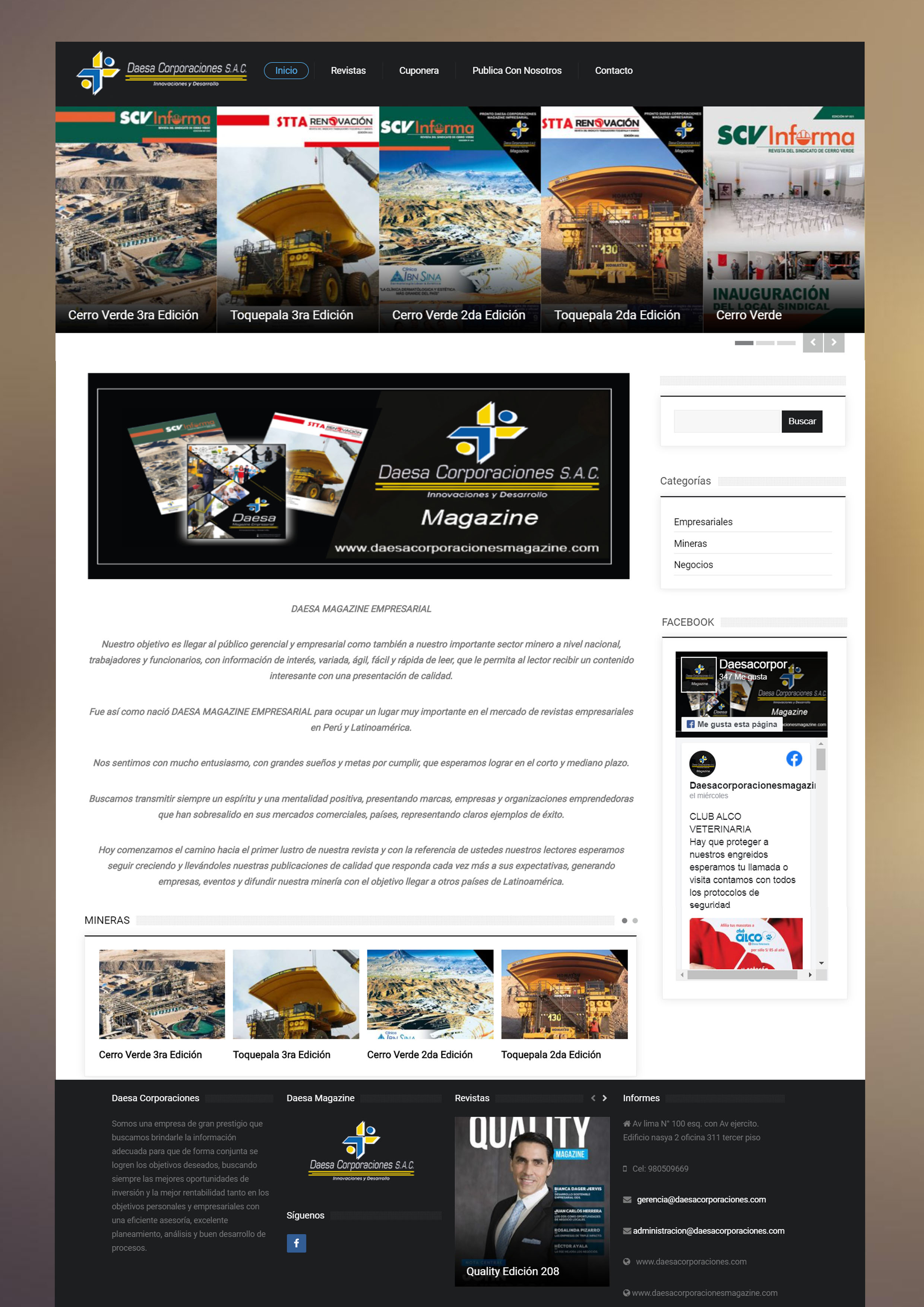 Proyecto web DAESA CORPORACIONES MAGAZINE - caso de éxito Ortiz Web